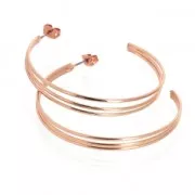 Earring hoops 3 wires to decorate 48 mm Rose Gold Tone x2