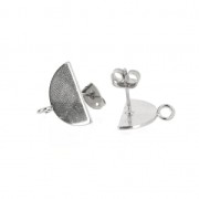 Earstuds with 1 loop to decorate 15x9 mm Rhodium Tone x2|raw }}