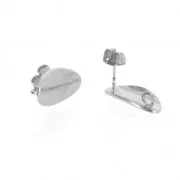 Oval Earstuds with 1 loop to decorate 18x9 mm Rhodium Tone x2