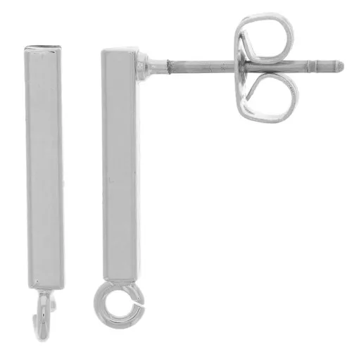 Earstuds with 1 loop to decorate 19x2 mm Rhodium Tone x2