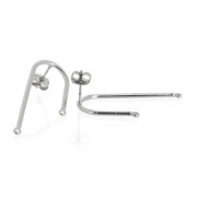 Earstuds with 2 loop to decorate 36x15 mm Rhodium Tone x2|raw }}
