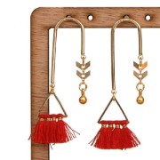 Earstuds with 2 loop to decorate 36x15 mm Rhodium Tone x2