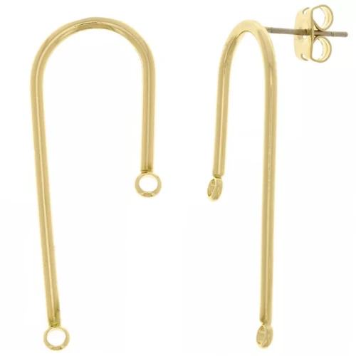 Earstuds with 2 loop to decorate 36x15 mm Light Gold Tone x2