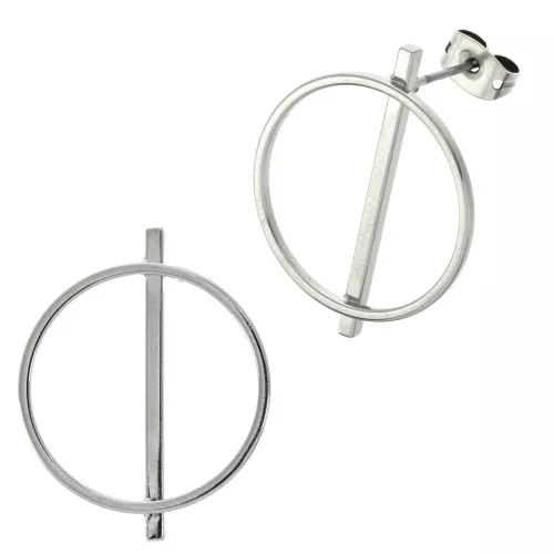 Earstuds to with bar decorate 25 mm Rhodium Tone x2