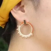 Round earstuds to decorate 30 mm Rhodium Tone x2