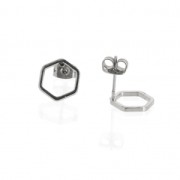 Hexagon earstuds to decorate 11 mm Rhodium Tone x2|raw }}