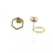 Hexagon earstuds to decorate 11 mm Light Gold Tone x2