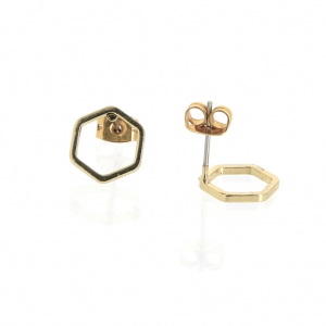 Hexagon earstuds to decorate 11 mm Light Gold Tone x2