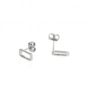 Rectangular earstuds to decorate 10 mm Rhodium Tone x2