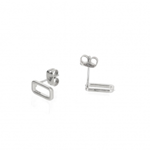 Rectangular earstuds to decorate 10 mm Rhodium Tone x2