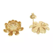 Flower brass earstuds 1 loop to decorate 19 mm Mat Gold Tone x2