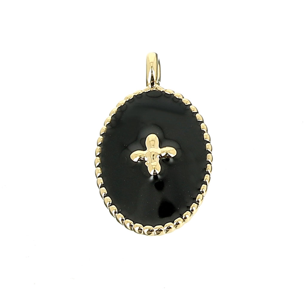 Oval charm with epoxy resin cross pattern mm fine Gold - Main Image