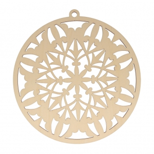 Wooden flake medallion to decorate - 20x21 cm - Natural x1