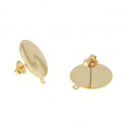Flat pad earstuds 18 mm Fine gold plated x2|raw }}
