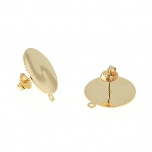 Flat pad earstuds 18 mm Fine gold plated x2