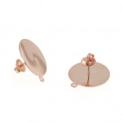 Flat pad earstuds 18 mm Rose Gold Tone x2