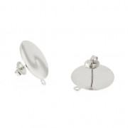 Flat pad earstuds 18 mm fine silver plating x2
