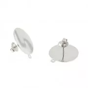 Flat pad earstuds 18 mm fine silver plating x2