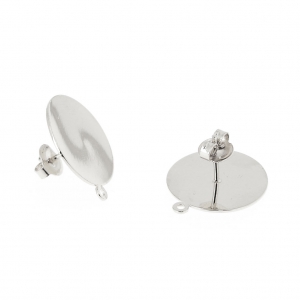Flat pad earstuds 18 mm fine silver plating x2