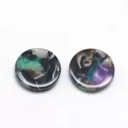Round sequin in cellulose acetate 11.5 mm Tortoise Shell Green/Black x1
