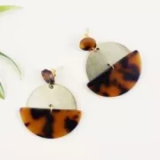 Round sequin in cellulose acetate 11.5 mm Tortoise Shell Brown/Black x1