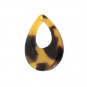 Drop pendant in cellulose acetate 23x17 mm Tortoise Shell Brown/Black x1
