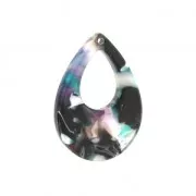 Drop pendant in cellulose acetate 23x17 mm Tortoise Shell Green/Black x1