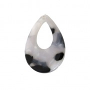 Drop pendant in cellulose acetate 23x17 mm Tortoise Shell White/Black x1