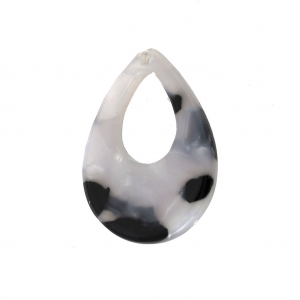Drop pendant in cellulose acetate 23x17 mm Tortoise Shell White/Black x1