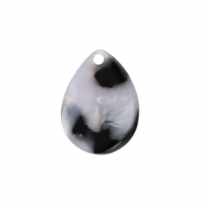 Drop pendant in cellulose acetate 18x14 mm Tortoise Shell White/Black x1