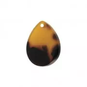 Drop pendant in cellulose acetate 18x14 mm Tortoise Shell Brown/Black x1