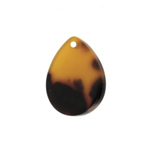 Drop pendant in cellulose acetate 18x14 mm Tortoise Shell Brown/Black x1
