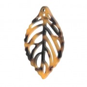 Leaf-shaped sequin in cellulose acetate 39x23mm Tortoise Shell Brown/Black x1|raw }}