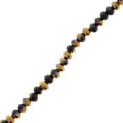 Faceted flat round beads 3x2 mm Black / Gold x41cm|raw }}