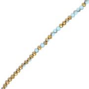 Rondelle beads faceted - round flattened - 3.5x3 mm Light Blue/Golden x36 cm|raw }}