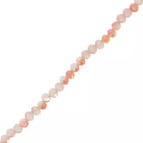 Rondelle beads faceted - round flattened -3.5x3 mm Cream Iris AB x30cm