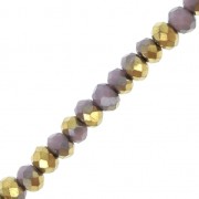 Faceted flat round beads 3x2 mm Dark Slate Blue / Gold x43cm|raw }}