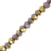 Perles rondelles facettées - rondes aplaties -3x2 mm Dark Slate Blue / Golden x43cm