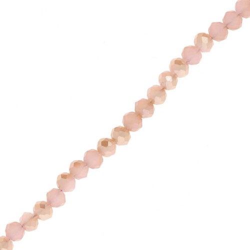Faceted flat round beads 3.5x3  mm Peach Puff rainbow x35cm