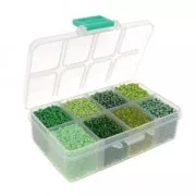 Seed beads assortment 12/0 - 2 mm - 4 effects - Green Mix x1