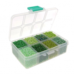 Seed beads assortment 12/0 - 2 mm - 4 effects - Green Mix x1