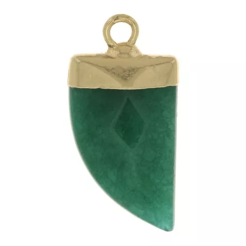 Mini tooth pendant with a synthetic faceted gemstone 20 mm Aventurine/Gold Tone x1
