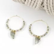 Mini tooth pendant with a synthetic faceted gemstone 20 mm Aventurine/Gold Tone x1