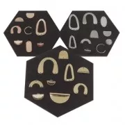 Multi-hole half circle-shaped brass spacer 11x21mm Gilded with gold x1