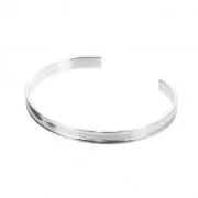 Brass Eco bracelet base with curved edge 6.2x170 mm Silver Tone x1