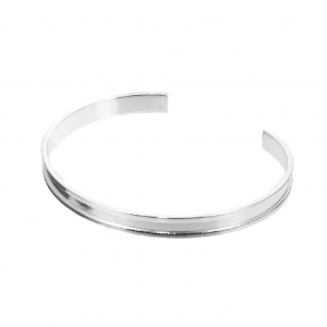 Brass Eco bracelet base with curved edge 6.2x170 mm Silver Tone x1