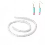 Heishi polymer clay rondelle beads 5x1 mm White x38 cm