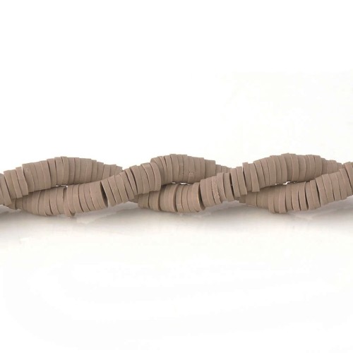 Heishi polymer clay rondelle beads 5x1 mm Taupe x40 cm