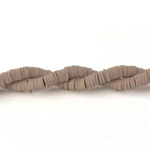 Heishi polymer clay rondelle beads 5x1 mm Taupe x40 cm