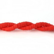 Heishi polymer clay rondelle beads 5x1 mm Red x39 cm